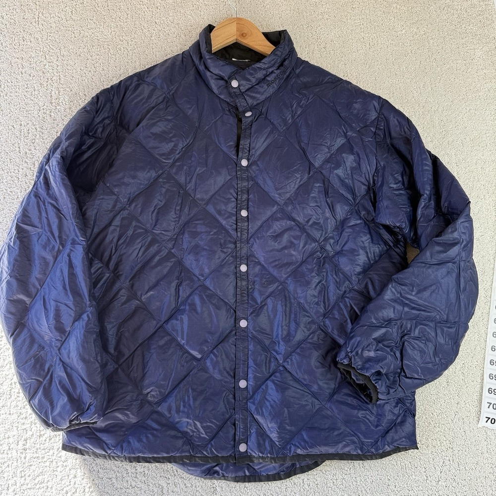 Montbell Men's Medium Navy Down Snap Jacket Lightweight Puffer $209